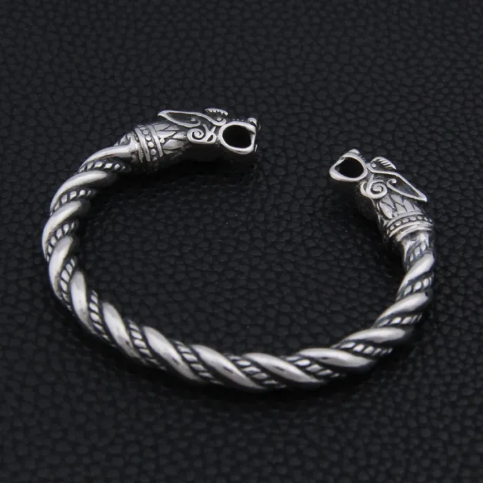 Bracelete Viking de Aço Inoxidável com Dragão - Image 2